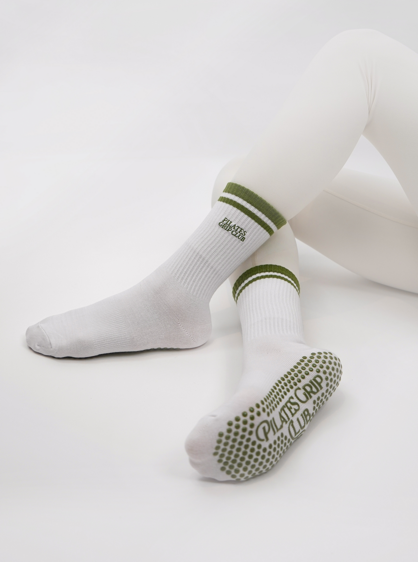 Pilates Grip Sock - Green stripe